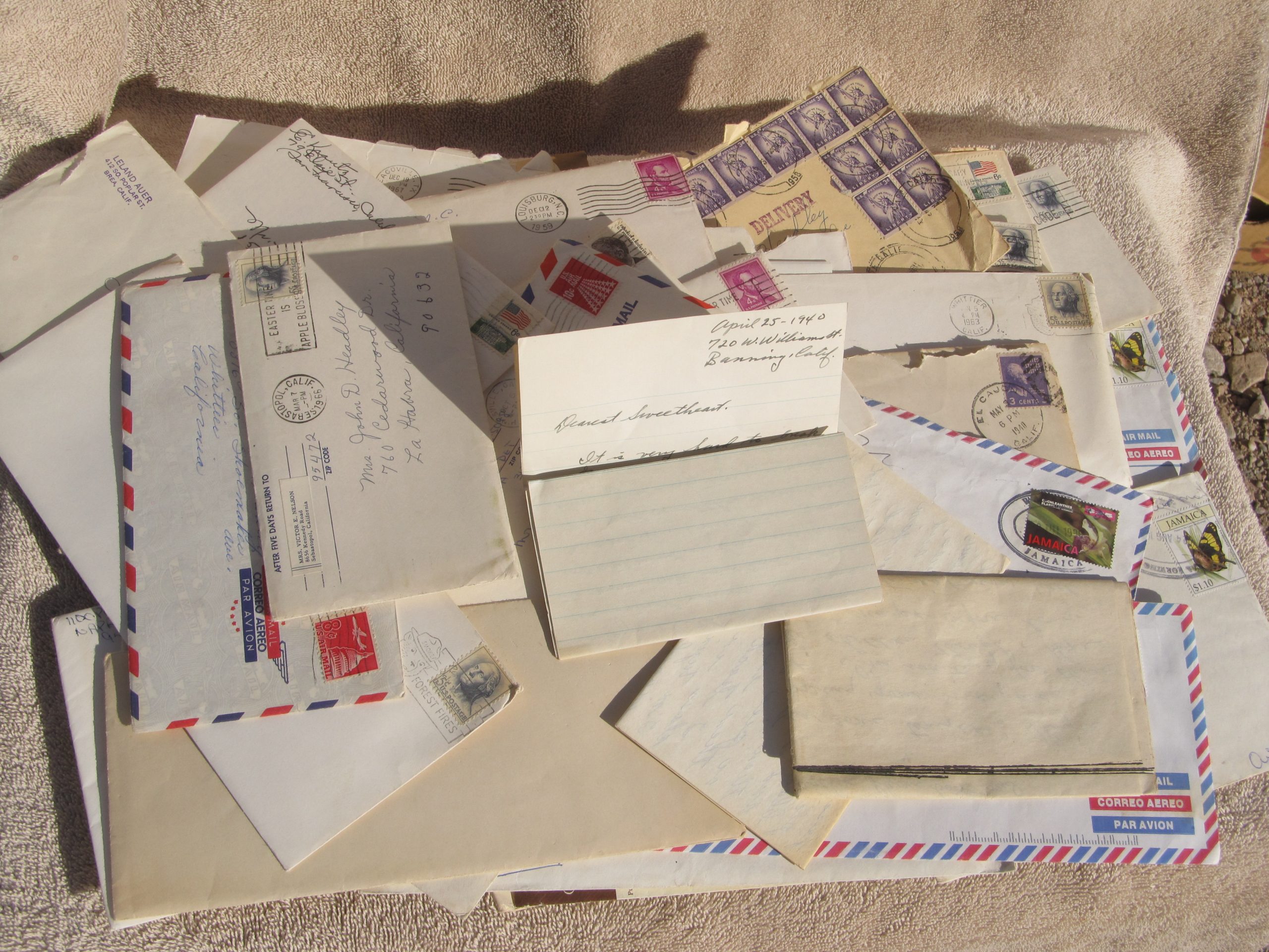 stack of old letters and envelopes
