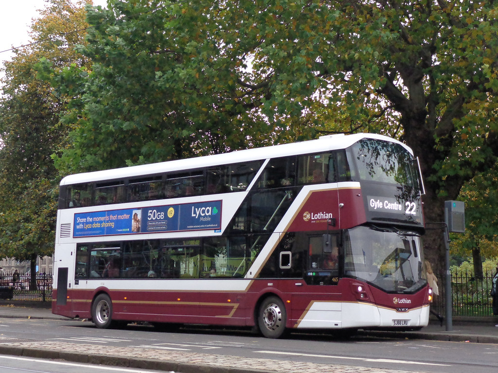 An Edinburgh bus waiting at a stop