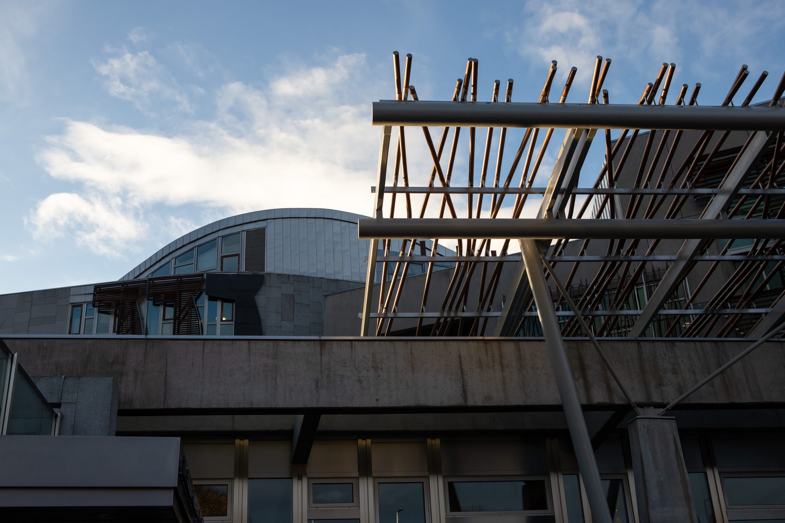 The outside of Scottish Parliament building.